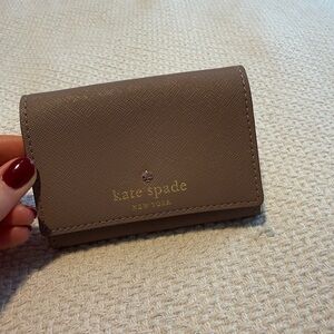 Kate Spade Taupe Card Holder/Compact Wallet